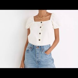 Madewell Square Neck Puff Sleeve Top (NWOT, XS)